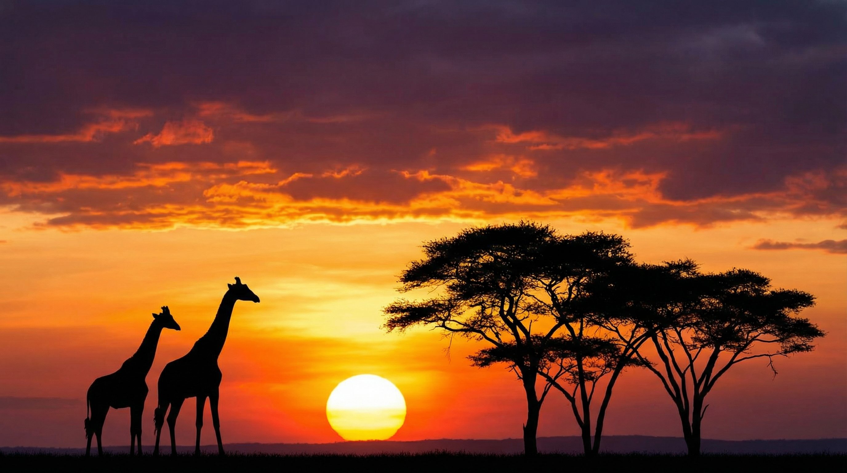 草榴短视频：长颈鹿日落剪影